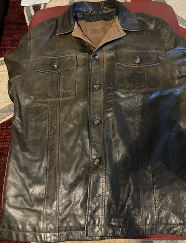 Brown leather button point - brown,